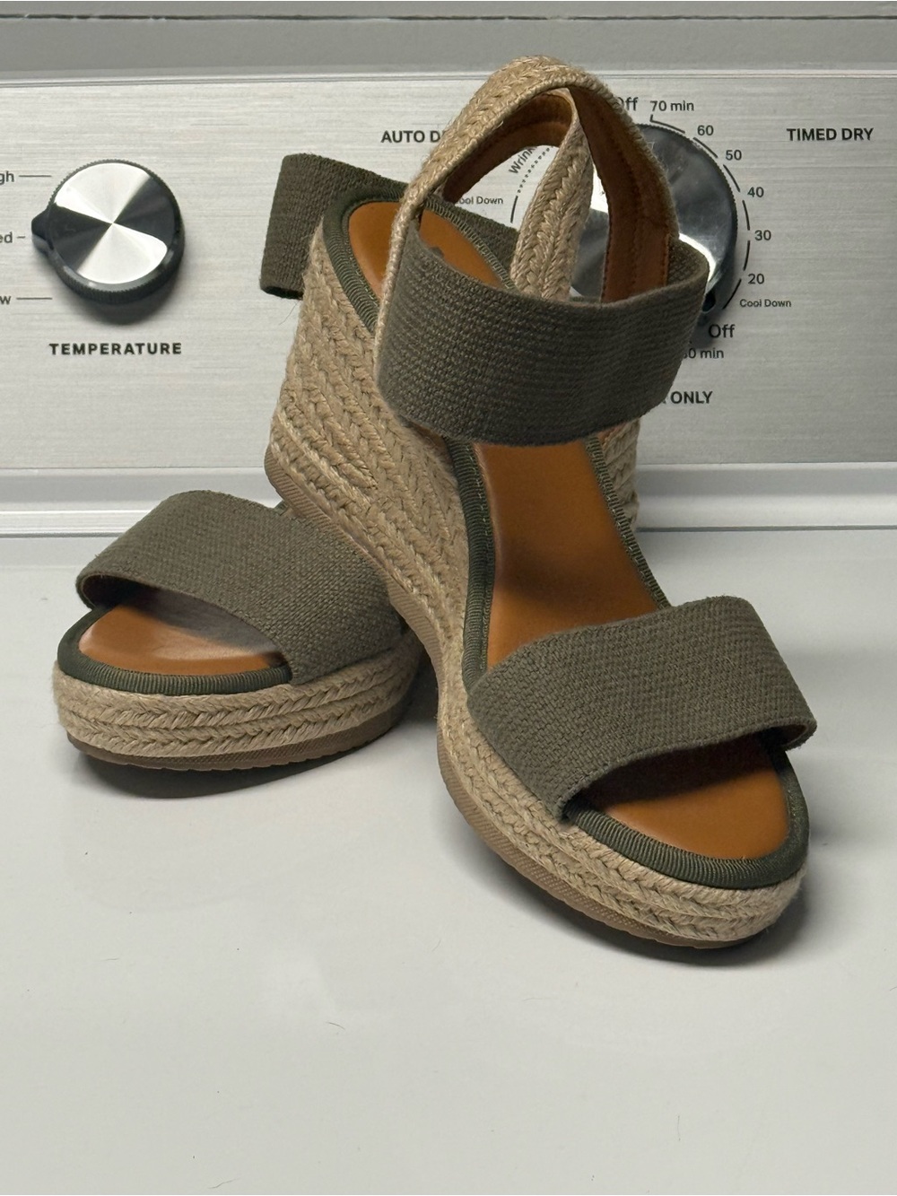 MIA Olive Canvas Espadrille Platform Wedge Sandals